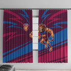 Brisbane Lions Australian Football Window Curtain Regal Lion Mascot With Indigenous Pattern Art