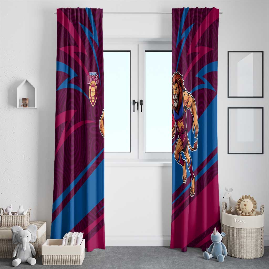 Brisbane Lions Australian Football Window Curtain Regal Lion Mascot With Indigenous Pattern Art