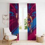 Brisbane Lions Australian Football Window Curtain Regal Lion Mascot With Indigenous Pattern Art