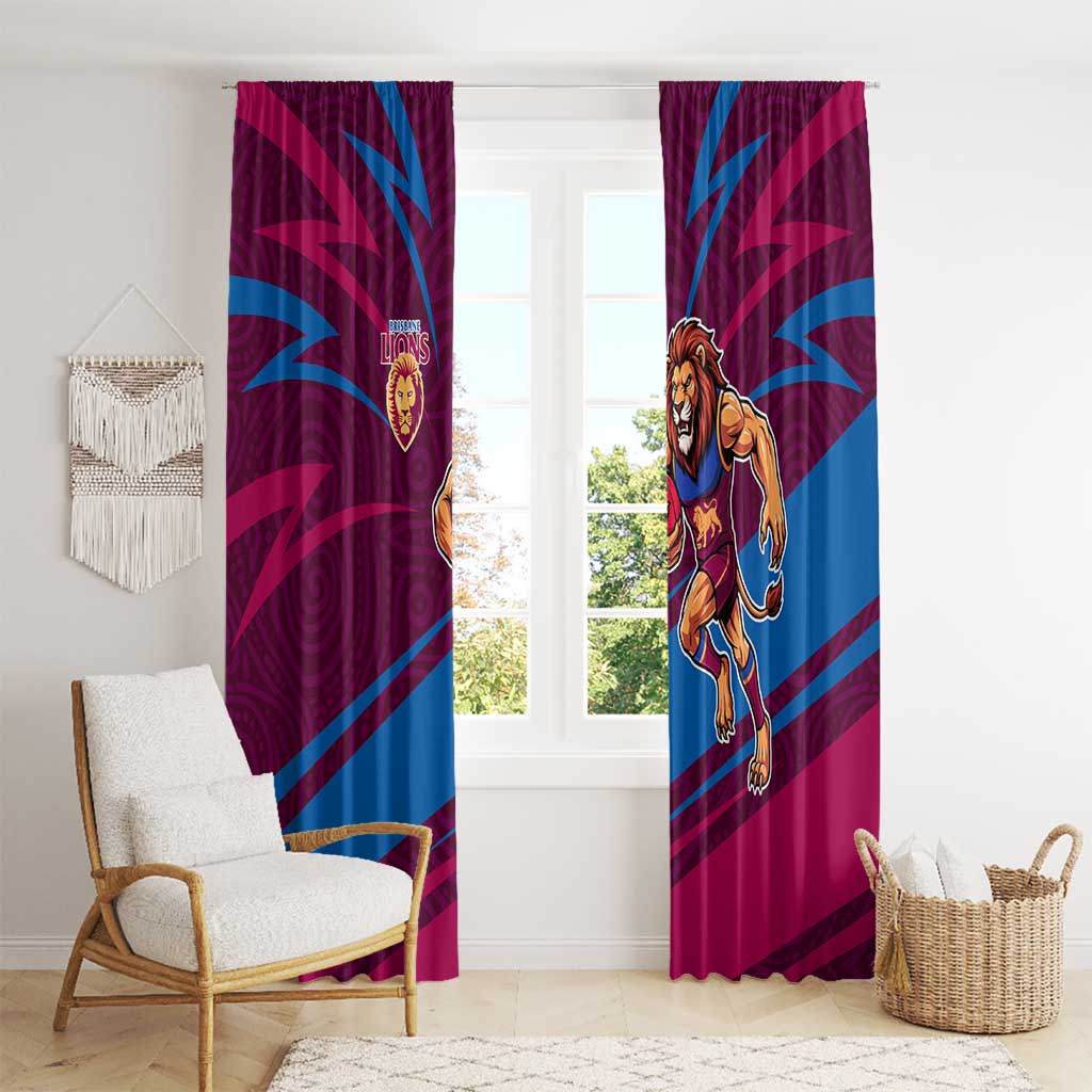 Brisbane Lions Australian Football Window Curtain Regal Lion Mascot With Indigenous Pattern Art