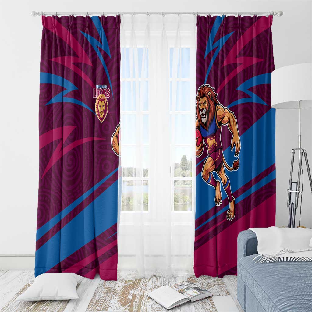 Brisbane Lions Australian Football Window Curtain Regal Lion Mascot With Indigenous Pattern Art