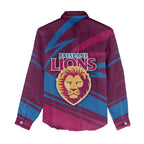 Brisbane Lions Australian Football Women Casual Shirt Regal Lion Mascot With Indigenous Pattern Art