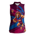 Brisbane Lions Australian Football Women Sleeveless Polo Shirt Regal Lion Mascot With Indigenous Pattern Art