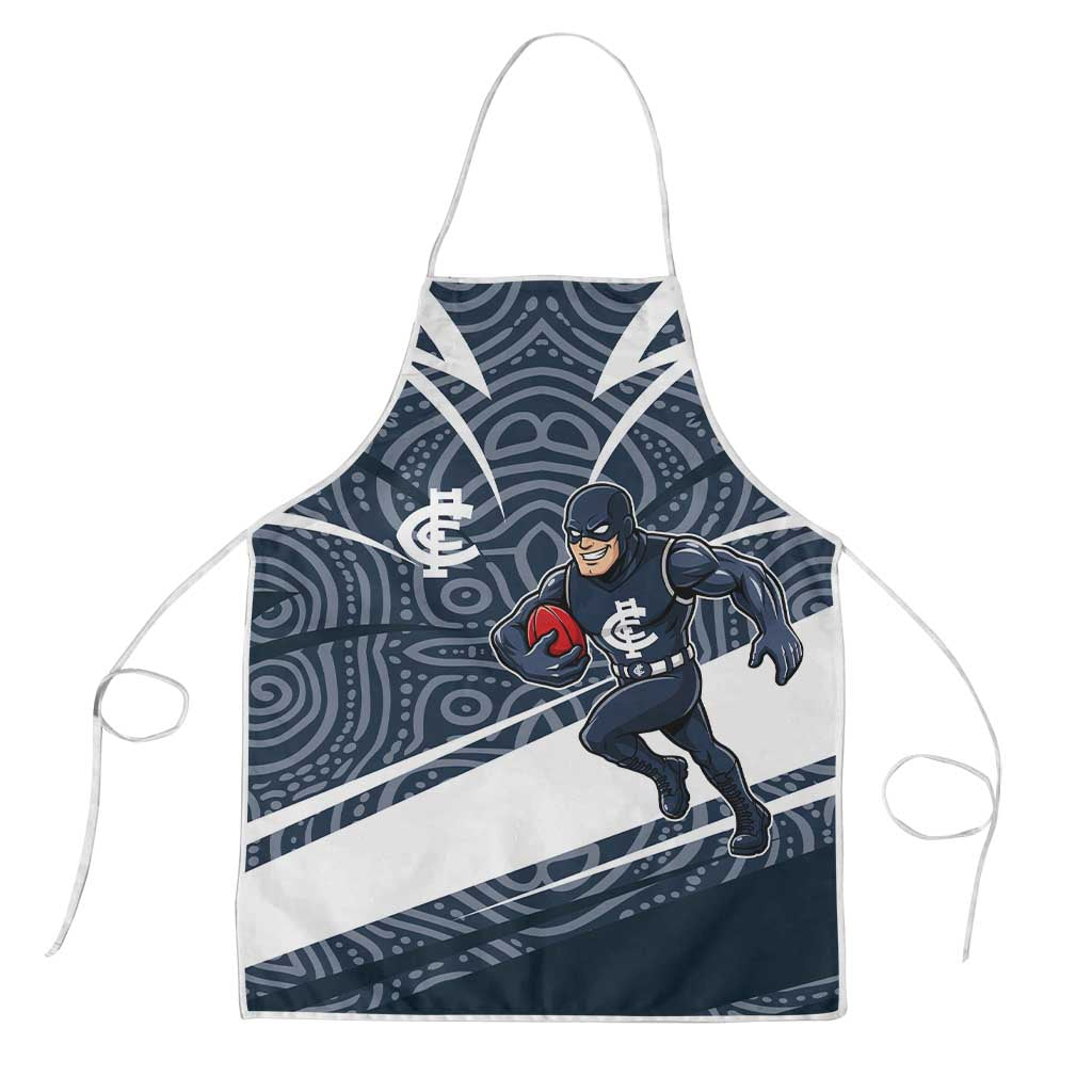 Carlton Blues Australian Football Apron Superhero Mascot With Indigenous Pattern Art