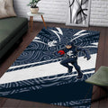 Carlton Blues Australian Football Area Rug Superhero Mascot With Indigenous Pattern Art
