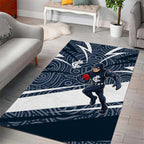 Carlton Blues Australian Football Area Rug Superhero Mascot With Indigenous Pattern Art