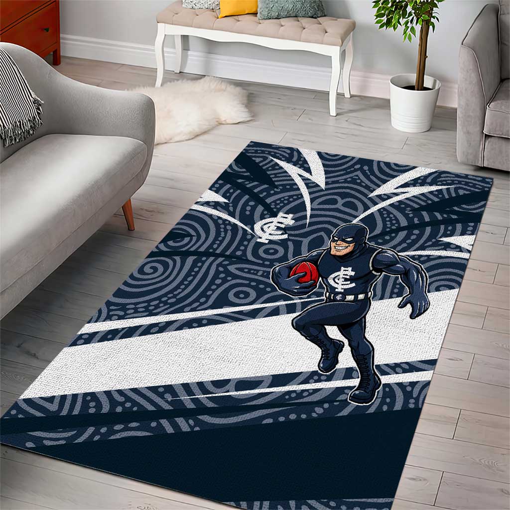 Carlton Blues Australian Football Area Rug Superhero Mascot With Indigenous Pattern Art