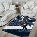 Carlton Blues Australian Football Area Rug Superhero Mascot With Indigenous Pattern Art