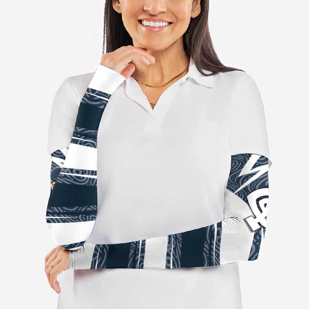 Carlton Blues Australian Football Arm Sleeves Superhero Mascot With Indigenous Pattern Art