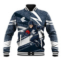 Carlton Blues Australian Football Baseball Jacket Superhero Mascot With Indigenous Pattern Art