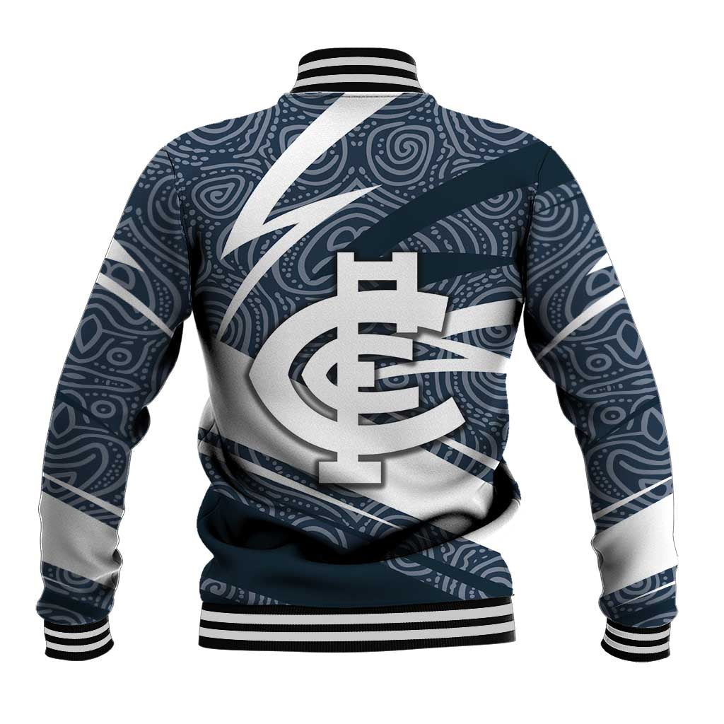 Carlton Blues Australian Football Baseball Jacket Superhero Mascot With Indigenous Pattern Art