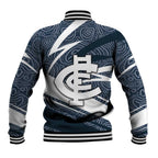 Carlton Blues Australian Football Baseball Jacket Superhero Mascot With Indigenous Pattern Art