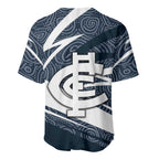 Carlton Blues Australian Football Baseball Jersey Superhero Mascot With Indigenous Pattern Art