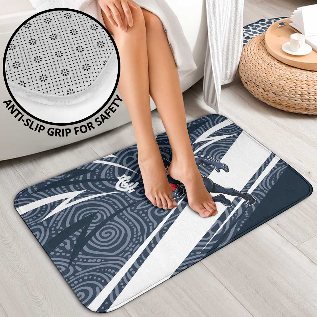 Carlton Blues Australian Football Bathroom Set Superhero Mascot With Indigenous Pattern Art