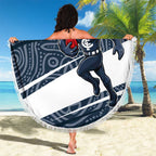 Carlton Blues Australian Football Beach Blanket Superhero Mascot With Indigenous Pattern Art