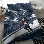 Carlton Blues Australian Football Bedding Set Superhero Mascot With Indigenous Pattern Art