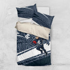 Carlton Blues Australian Football Bedding Set Superhero Mascot With Indigenous Pattern Art