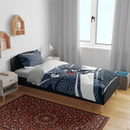Carlton Blues Australian Football Bedding Set Superhero Mascot With Indigenous Pattern Art