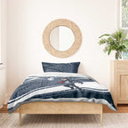 Carlton Blues Australian Football Bedding Set Superhero Mascot With Indigenous Pattern Art