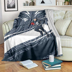 Carlton Blues Australian Football Blanket Superhero Mascot With Indigenous Pattern Art