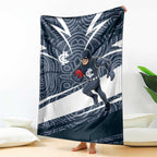 Carlton Blues Australian Football Blanket Superhero Mascot With Indigenous Pattern Art