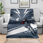 Carlton Blues Australian Football Blanket Superhero Mascot With Indigenous Pattern Art