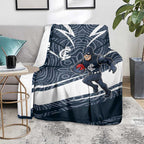 Carlton Blues Australian Football Blanket Superhero Mascot With Indigenous Pattern Art