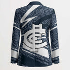 Carlton Blues Australian Football Blazer Superhero Mascot With Indigenous Pattern Art