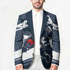 Carlton Blues Australian Football Blazer Superhero Mascot With Indigenous Pattern Art
