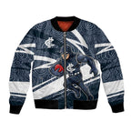 Carlton Blues Australian Football Bomber Jacket Superhero Mascot With Indigenous Pattern Art