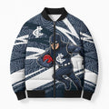 Carlton Blues Australian Football Bomber Puffer Jacket Superhero Mascot With Indigenous Pattern Art