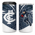 Carlton Blues Australian Football 4 in 1 Can Cooler Tumbler Superhero Mascot With Indigenous Pattern Art