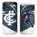 Carlton Blues Australian Football 4 in 1 Can Cooler Tumbler Superhero Mascot With Indigenous Pattern Art