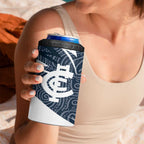 Carlton Blues Australian Football 4 in 1 Can Cooler Tumbler Superhero Mascot With Indigenous Pattern Art