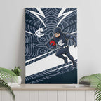 Carlton Blues Australian Football Canvas Wall Art Superhero Mascot With Indigenous Pattern Art