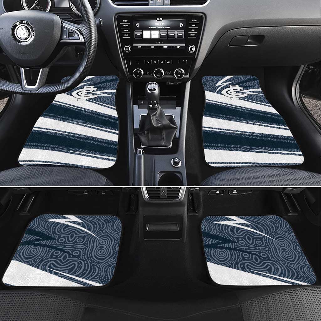 Carlton Blues Australian Football Car Mats Superhero Mascot With Indigenous Pattern Art