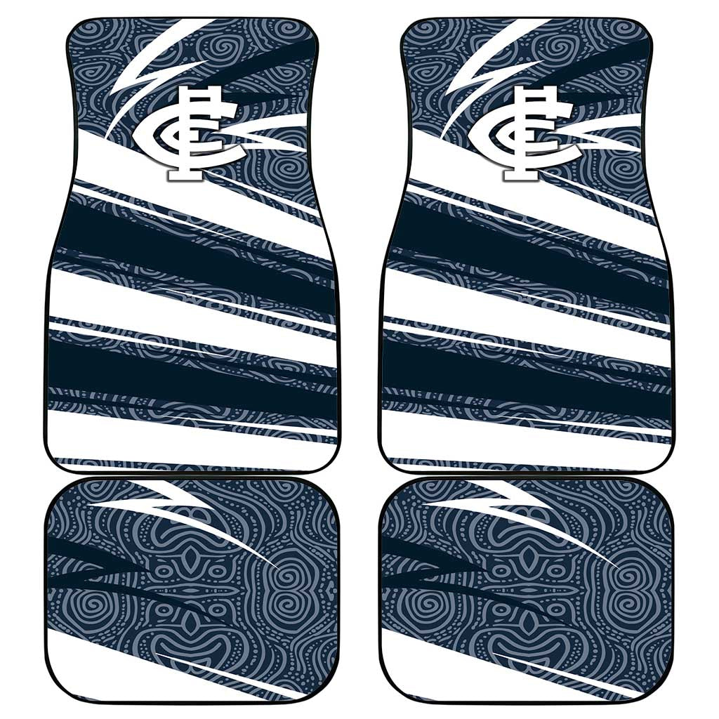 Carlton Blues Australian Football Car Mats Superhero Mascot With Indigenous Pattern Art