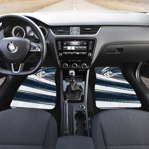 Carlton Blues Australian Football Car Mats Superhero Mascot With Indigenous Pattern Art
