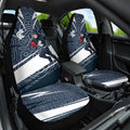 Carlton Blues Australian Football Car Seat Cover Superhero Mascot With Indigenous Pattern Art