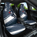 Carlton Blues Australian Football Car Seat Cover Superhero Mascot With Indigenous Pattern Art