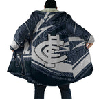 Carlton Blues Australian Football Cloak Superhero Mascot With Indigenous Pattern Art