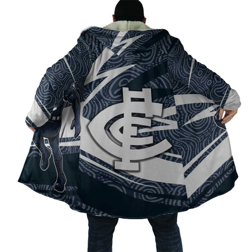 Carlton Blues Australian Football Cloak Superhero Mascot With Indigenous Pattern Art