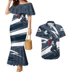 Carlton Blues Australian Football Couples Matching Mermaid Dress and Hawaiian Shirt Superhero Mascot With Indigenous Pattern Art