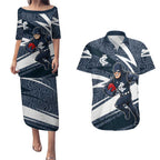 Carlton Blues Australian Football Couples Matching Puletasi and Hawaiian Shirt Superhero Mascot With Indigenous Pattern Art