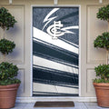 Carlton Blues Australian Football Door Cover Superhero Mascot With Indigenous Pattern Art