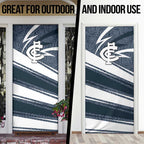 Carlton Blues Australian Football Door Cover Superhero Mascot With Indigenous Pattern Art