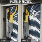 Carlton Blues Australian Football Door Cover Superhero Mascot With Indigenous Pattern Art