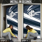 Carlton Blues Australian Football Door Cover Superhero Mascot With Indigenous Pattern Art