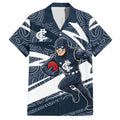 Carlton Blues Australian Football Hawaiian Shirt Superhero Mascot With Indigenous Pattern Art