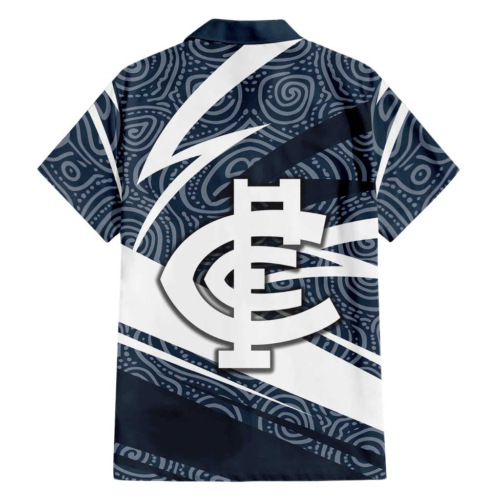 Carlton Blues Australian Football Hawaiian Shirt Superhero Mascot With Indigenous Pattern Art